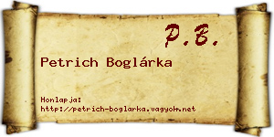 Petrich Boglárka névjegykártya